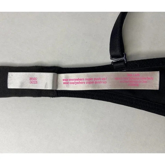 Victoria's Secret PINK Wear Everywhere Super Push Up Bra Black 34A Underwire - Picture 4 of 16